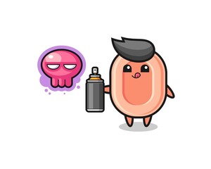 soap cartoon make a graffiti with a spray paint