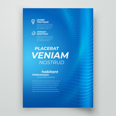 Flyer Cover design template particles theme blue color vector