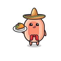 soap Mexican chef mascot holding a taco