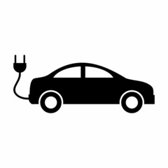 Electric car icon. Simple electric car transportation icon, charging station icon. High quality and suitable for your design. Flat design vector illustration on a white background.