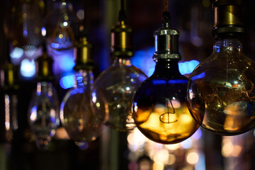 Fototapeta na wymiar light bulbs at night