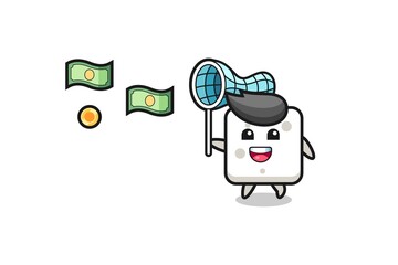 illustration of the sugar cube catching flying money