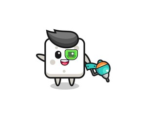 sugar cube cartoon as future warrior mascot