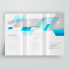 Tri-fold Cover design template rhombus style blue color, blocks for images