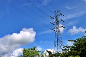 power line tower (Overhead power line) in Sorong, West Papua, Indonesia