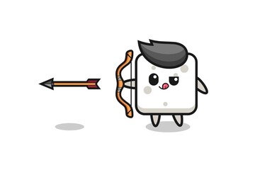illustration of sugar cube character doing archery