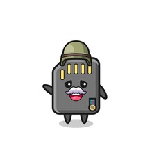 cute memory card as veteran cartoon