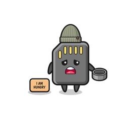 cute memory card beggar cartoon character