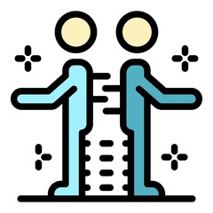 Teamwork life skill icon. Outline teamwork life skill vector icon color flat isolated
