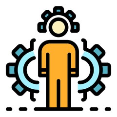 Gear system skill icon. Outline gear system skill vector icon color flat isolated