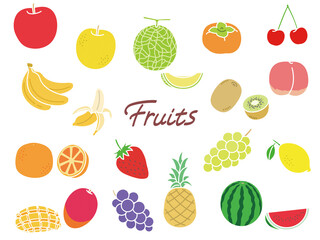 果物 フルーツ 線なし セット イラスト