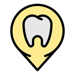 Tooth at checkpoint icon. Outline tooth at checkpoint vector icon color flat isolated