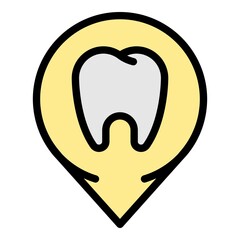 Tooth at checkpoint icon. Outline tooth at checkpoint vector icon color flat isolated