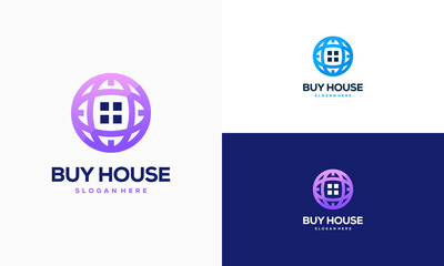 Online House Sale logo designs concept vector, Buy House Logo template icon vector
