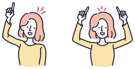 笑顔　枠　テキストスペース　女性　シンプルイラスト