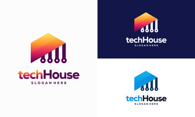 House Technology Logo Template Design Vector, Smart House Tech logo designs vector concept