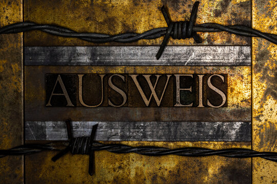 Ausweis text on textured grunge copper and vintage gold background