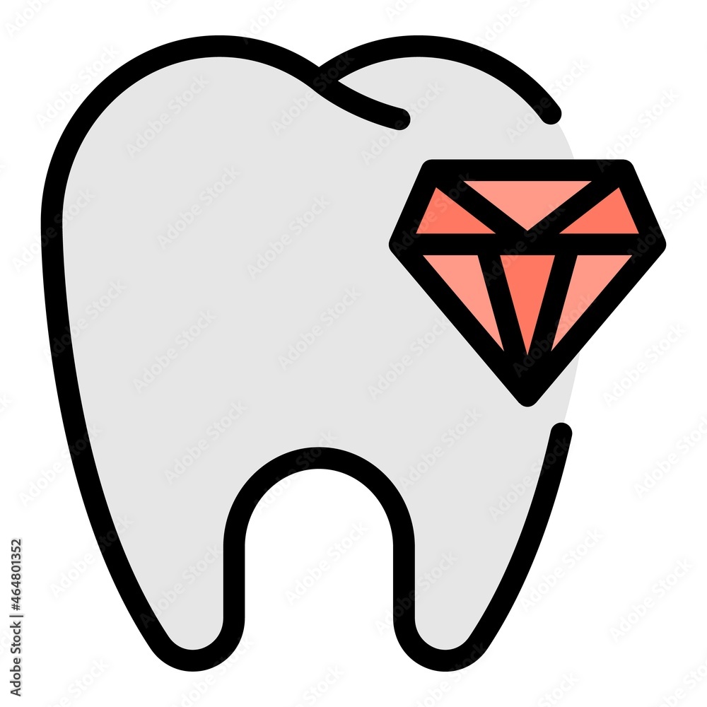 Wall mural tooth and diamond icon. outline tooth and diamond vector icon color flat isolated - Wall murals