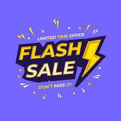 Flash sale design template. Promotion banner for customer. Vector illustration.