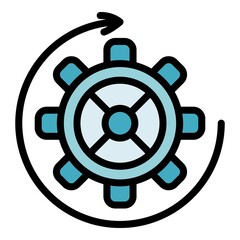 Watch gear wheel icon. Outline watch gear wheel vector icon color flat isolated