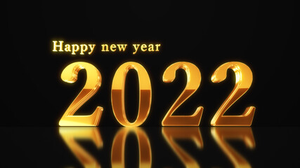 ハッピーニュイヤー。2022年。ゴージャスな金色の文字と幻想的な雪の結晶のの背景