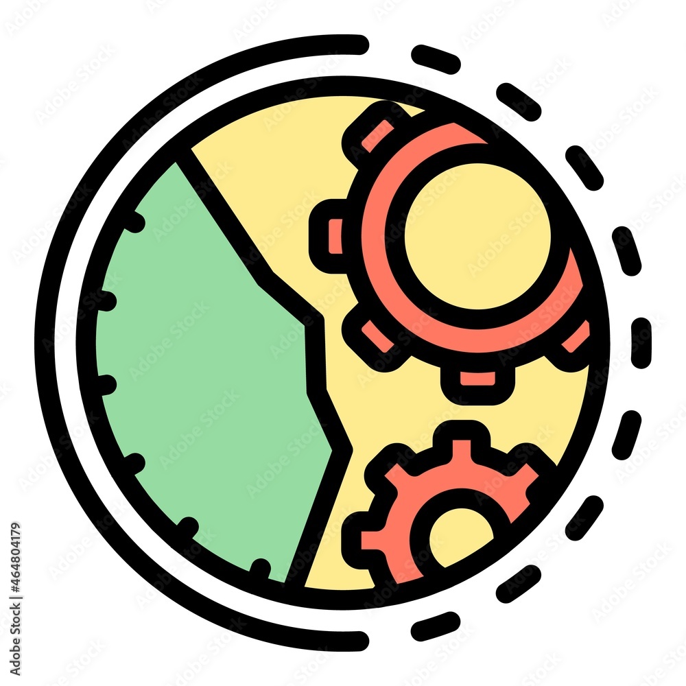 Poster fix function mechanical watch icon. outline fix function mechanical watch vector icon color flat iso