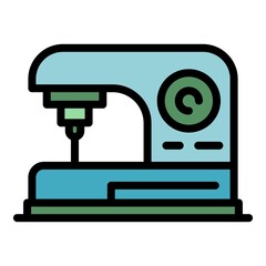 Sewing machine icon. Outline sewing machine vector icon color flat isolated