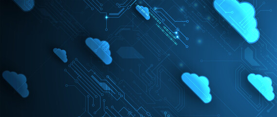 Cloud technology. Integrated digital web concept background