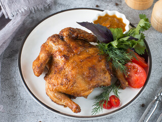 tobacco chicken on a gray background