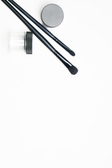 makeup brushes accessories cosmetics top view fashion