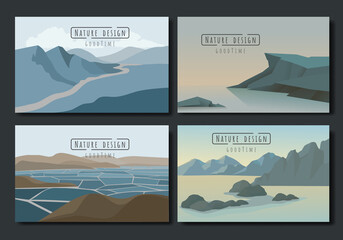 mountain vector landscapes in a flat style. Natural wallpapers are a minimalist, polygonal concept.