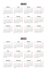 kalendarz na lata 2022 i 2023 - obrazy, fototapety, plakaty