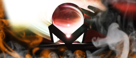 Magic ball predictions. mysterious . Fortune teller, mind power, prediction concept. Powerful magic...