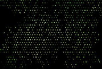 Dark green vector cover with english symbols.