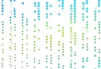 Light Blue, Yellow vector cover with beautiful snowflakes.