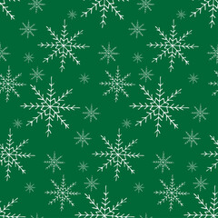 Seamless pattern of hand-drawn Christmas elements, doodle illustration.