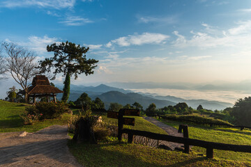 The scenic view point with a lot of cloud on Thailand