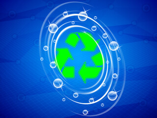 Recycle icon as the symbol of Ecology on blue background. Illustration.