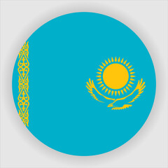 Kazakhstan Flat Rounded Country Flag button Icon
