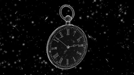 Three-dimensional pocket watch isolated on abstract black background. 3D illustration.