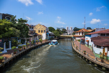 Fototapeta na wymiar The Malacca River which flows through the middle of Malacca City in Malacca, Malaysia