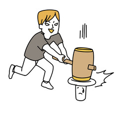  出る杭を叩いている男性