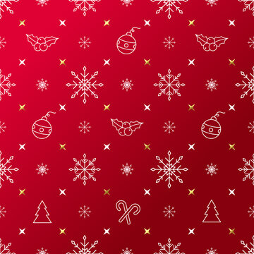 Christmas pattern with line-art icons