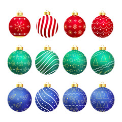 Realistic Christmas balls for Christmas tree decorations