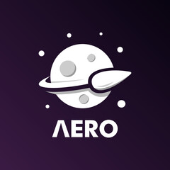Planet and rocket illustration logo design. Space and galaxy illustration