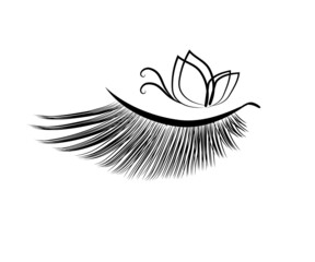 Long eyelashes and butterfly on an isolated background. Cartoon. Vector illustration.