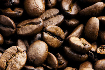 Coffee beans pile background