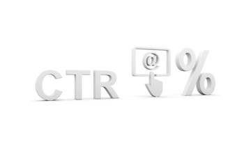 CTR concept white background 3d render illustration