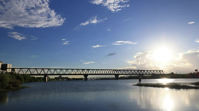 JR加古川橋梁/タイムラプス動画/青空〜夕暮れ