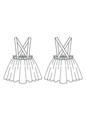 Suspender Skirt Technical Fashion Drawing 